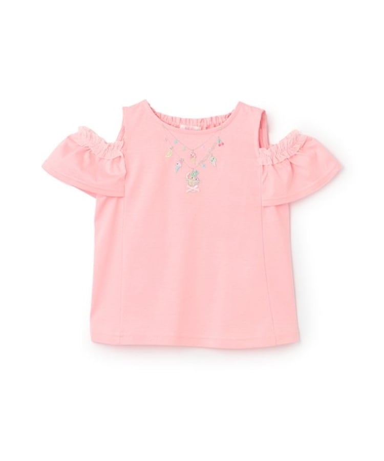 メゾピアノ(mezzo piano)のネックレス刺しゅう　肩開き2way半袖Tシャツ12