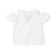 メゾピアノ(mezzo piano)のネックレス刺しゅう　肩開き2way半袖Tシャツ オフホワイト(003)