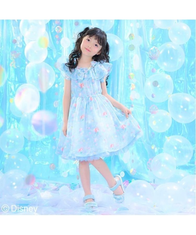 メゾピアノ(mezzo piano)の【Disneyアリエル】総柄ワンピース ミントグリーン(021)
