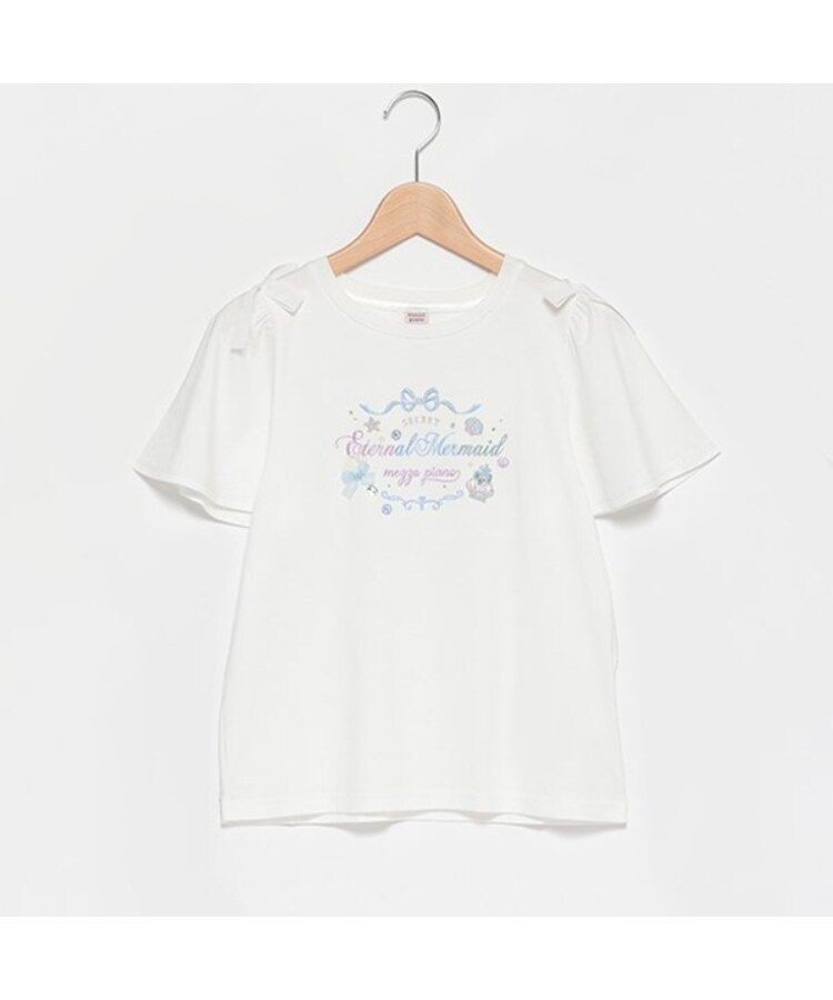 メゾピアノジュニア(mezzo piano junior)のシェル&ジュエル半袖Tシャツ オフホワイト(003)