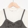 メゾピアノジュニア(mezzo piano junior)のパフスリーブ長袖Tシャツ＆リボンビスチェセット3