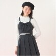 メゾピアノジュニア(mezzo piano junior)のパフスリーブ長袖Tシャツ＆リボンビスチェセット チャコールグレー(013)