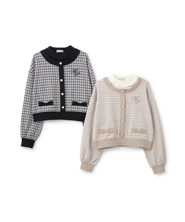 メゾピアノジュニア(mezzo piano junior)の【人気商品再入荷】【直営店で取り扱い無し】千鳥柄カーデレイヤードトレーナー8