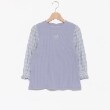 メゾピアノジュニア(mezzo piano junior)の★袖布帛テレコTシャツ（7分丈） サックスブルー(090)