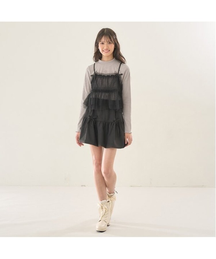 メゾピアノジュニア(mezzo piano junior)のチュールビスチェ＆テレコ長袖Tシャツセット15