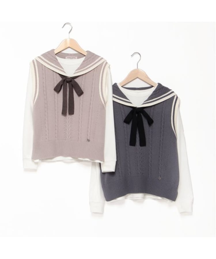 メゾピアノジュニア(mezzo piano junior)のセーラーニットベスト&Tシャツセット12