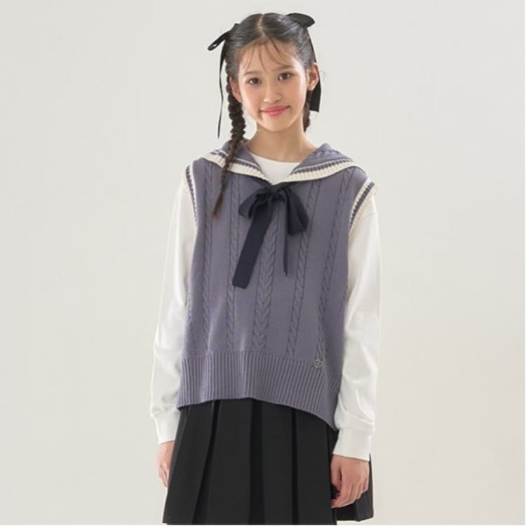 メゾピアノジュニア(mezzo piano junior)のセーラーニットベスト&Tシャツセット ニット/セーター