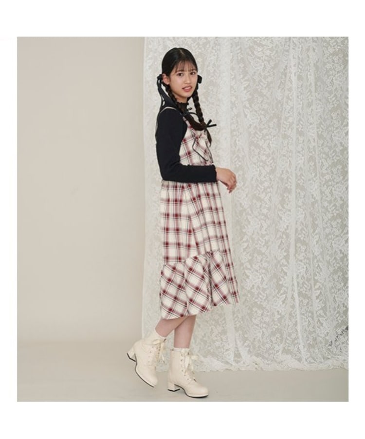メゾピアノジュニア(mezzo piano junior)のフロントリボンジャンパースカート＆Tシャツセット3