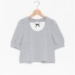 メゾピアノジュニア(mezzo piano junior)の布帛切り替えTシャツ（7分丈） ライトグレー(111)