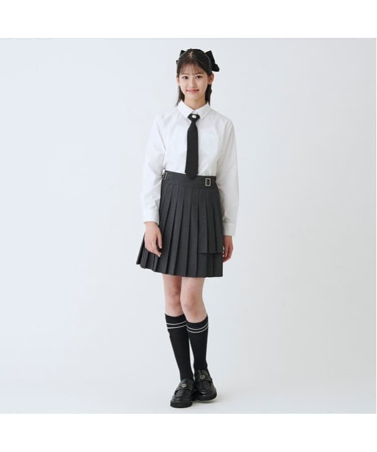 メゾピアノジュニア(mezzo piano junior)のバックルベルトつき2段プリーツスカパン12