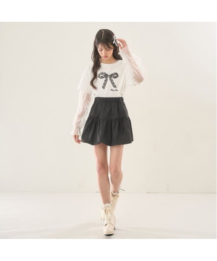 メゾピアノジュニア(mezzo piano junior)の袖チュールレイヤードTシャツ14