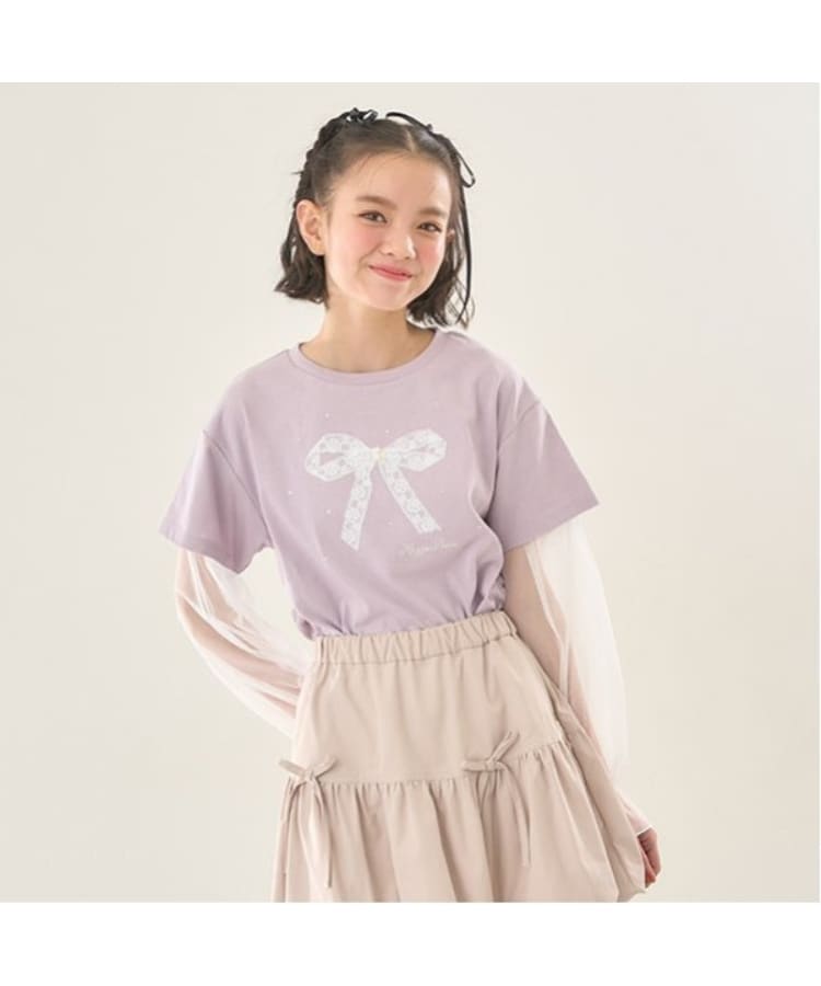メゾピアノジュニア(mezzo piano junior)の袖チュールレイヤードTシャツ16