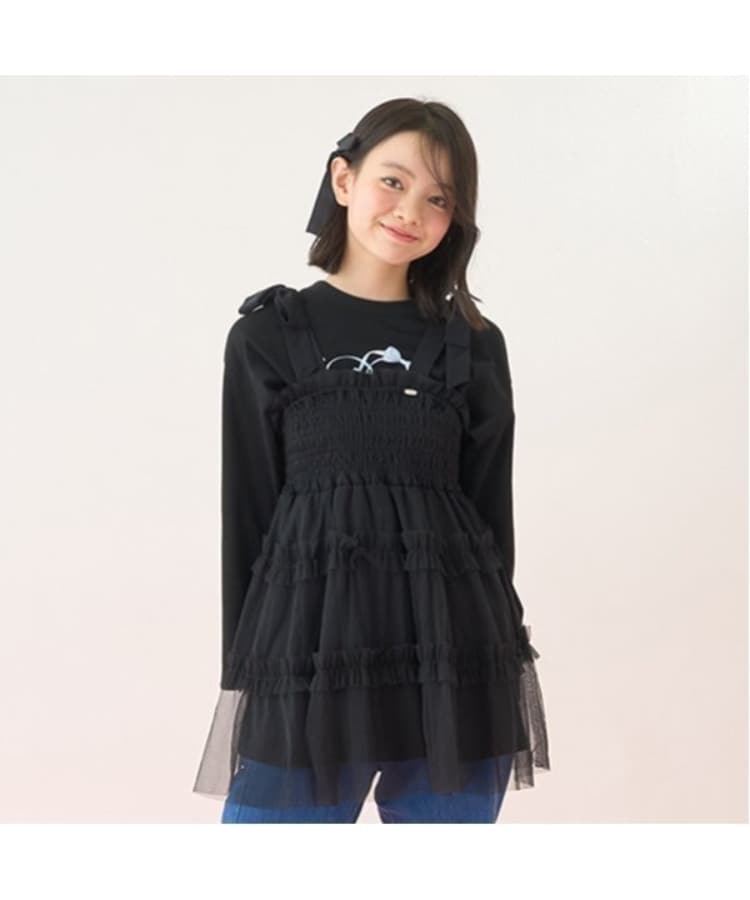ショルダーリボンふんわりチュールチュニック（チュニック