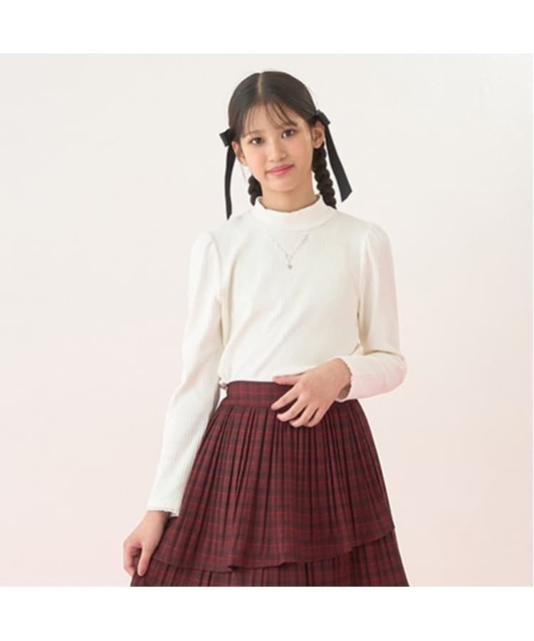 メゾピアノジュニア(mezzo piano junior)のテレコネックレス長袖Tシャツ オフホワイト(003)