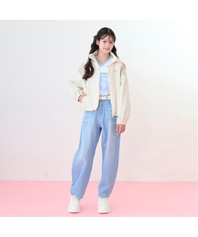 メゾピアノジュニア(mezzo piano junior)のウエスト細見えバレルレッグデニムパンツ1