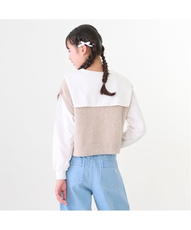 メゾピアノジュニア(mezzo piano junior)のシャギーベスト＆セーラー長袖Tシャツセット2