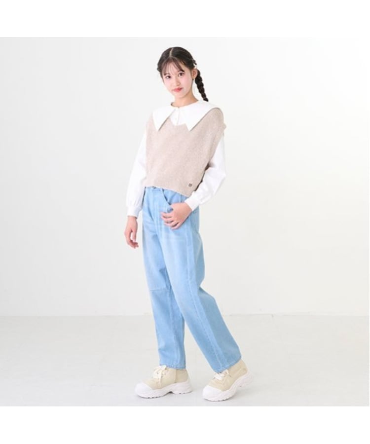 メゾピアノジュニア(mezzo piano junior)のシャギーベスト＆セーラー長袖Tシャツセット3