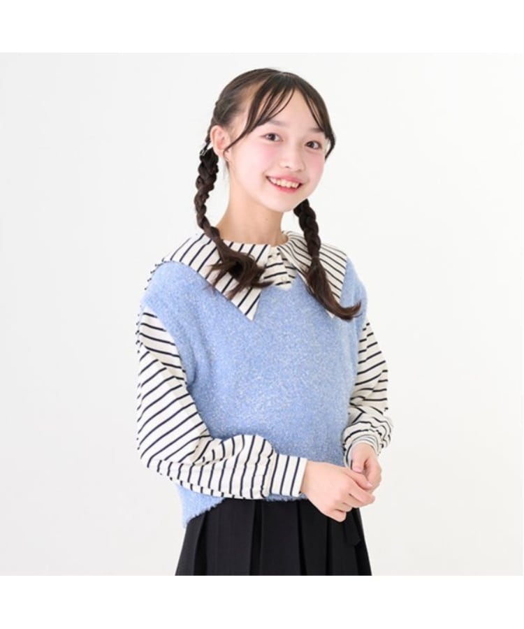 メゾピアノジュニア(mezzo piano junior)のシャギーベスト＆セーラー長袖Tシャツセット5