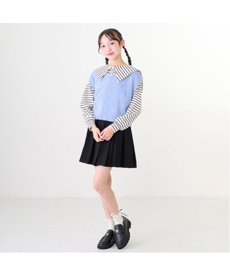 メゾピアノジュニア(mezzo piano junior)のシャギーベスト＆セーラー長袖Tシャツセット6