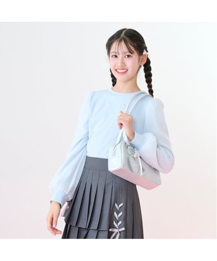 メゾピアノジュニア(mezzo piano junior)の袖シアーネックレスTシャツ1