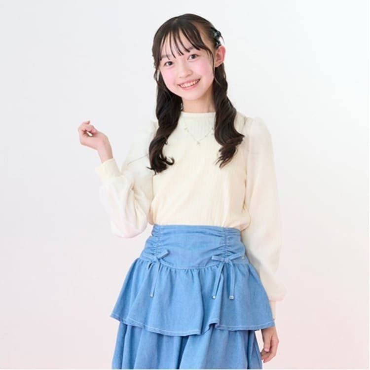 メゾピアノジュニア(mezzo piano junior)の袖シアーネックレスTシャツ Ｔシャツ