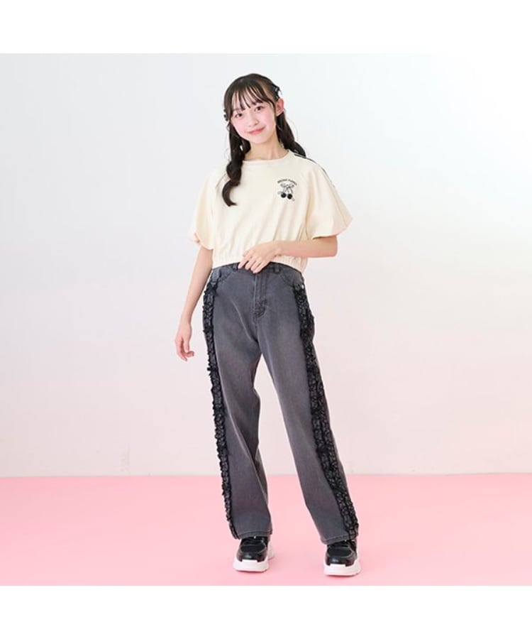 メゾピアノジュニア(mezzo piano junior)のサイドフリルストレートデニムパンツ13