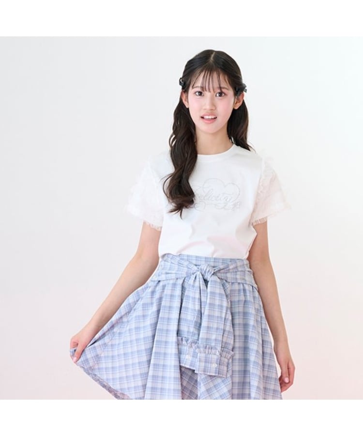 メゾピアノジュニア(mezzo piano junior)の【ニコ☆プチ・Cuugal掲載】袖チュールフリル半袖Tシャツ5