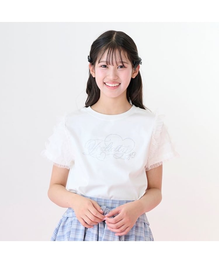 メゾピアノジュニア(mezzo piano junior)の【ニコ☆プチ・Cuugal掲載】袖チュールフリル半袖Tシャツ9