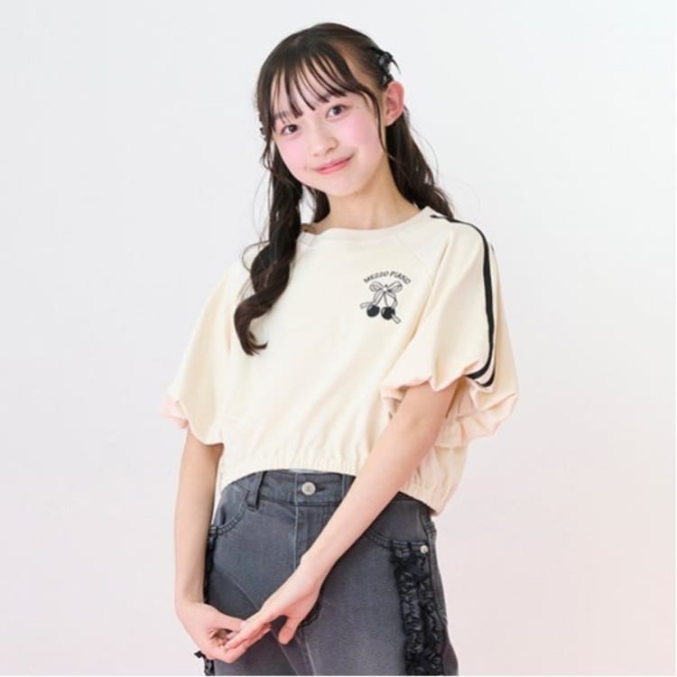 メゾピアノジュニア(mezzo piano junior)のサイドラインバルーン袖Tシャツ＆タンクトップセット Ｔシャツ