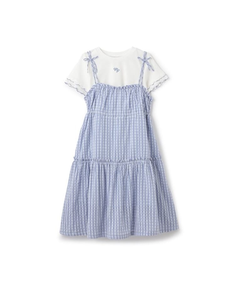 メゾピアノジュニア(mezzo piano junior)の【人気商品再入荷】【直営店で取り扱い無し】キャミワンピース＆メローTシャツセット サックスブルー(090)