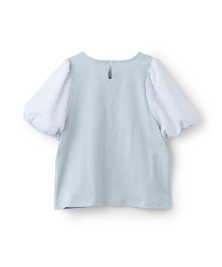 メゾピアノジュニア(mezzo piano junior)の【人気商品再入荷】【直営店で取り扱い無し】チェックぽわん袖ネックレスTシャツ1