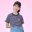 メゾピアノジュニア(mezzo piano junior)の【Cuugal掲載】ワンポイント刺しゅうボーダーTシャツ ネイビー(094)