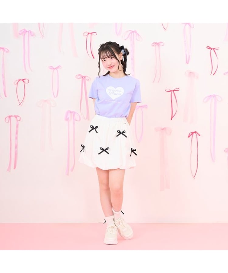 メゾピアノジュニア(mezzo piano junior)のリボンいっぱいぷっくりスカパン オフホワイト(003)
