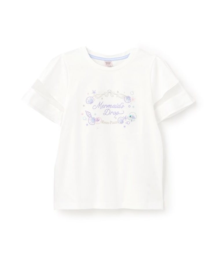 メゾピアノジュニア(mezzo piano junior)の【人気商品再入荷】【直営店で取り扱い無し】シェル刺しゅうTシャツ オフホワイト(003)
