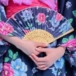 メゾピアノジュニア(mezzo piano junior)の椿柄扇子 ネイビー(094)