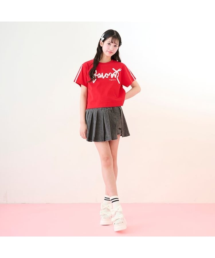 メゾピアノジュニア(mezzo piano junior)の【ニコ☆プチ・Cuugal掲載】【接触冷感】リボンロゴTシャツ15