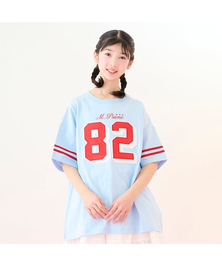メゾピアノジュニア(mezzo piano junior)のナンバリングTシャツ ブルー(091)