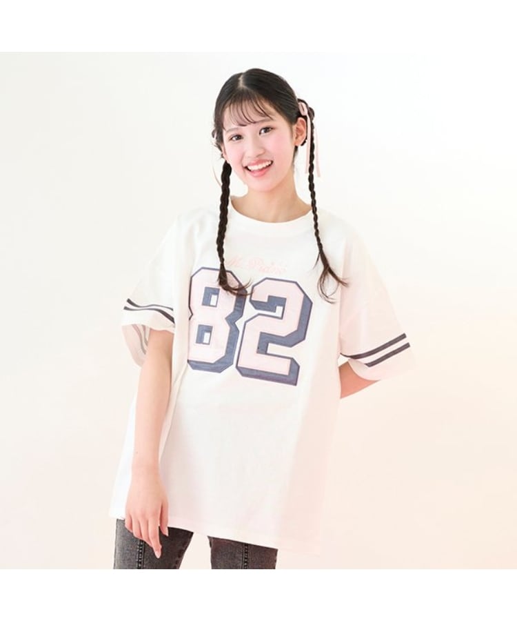 メゾピアノジュニア(mezzo piano junior)のナンバリングTシャツ ホワイト(001)