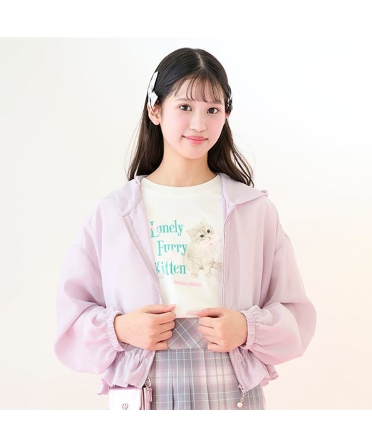メゾピアノジュニア(mezzo piano junior)の【接触冷感・UVカット】シアーショートパーカ ピンク(071)