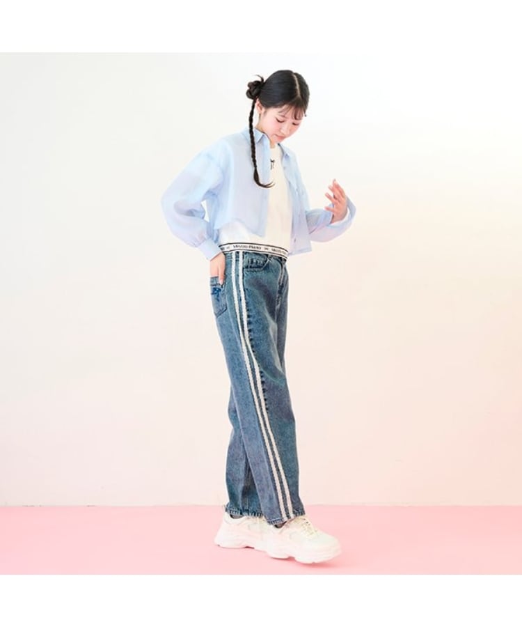 メゾピアノジュニア(mezzo piano junior)の細見えバレルレッグデニムパンツ（アソートデザイン）13