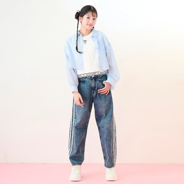 メゾピアノジュニア(mezzo piano junior)の細見えバレルレッグデニムパンツ（アソートデザイン） その他