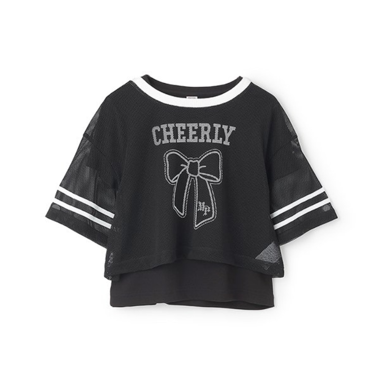 メゾピアノジュニア(mezzo piano junior)のリボンメッシュTシャツセット Ｔシャツ