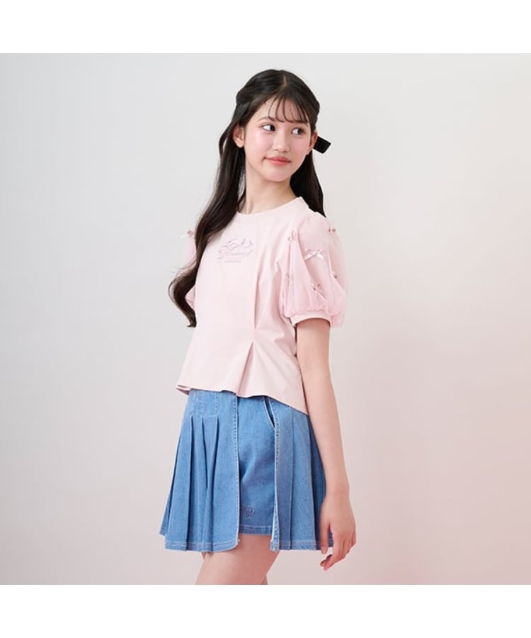 接触冷感】袖異素材タックTシャツ（Tシャツ） | mezzo piano