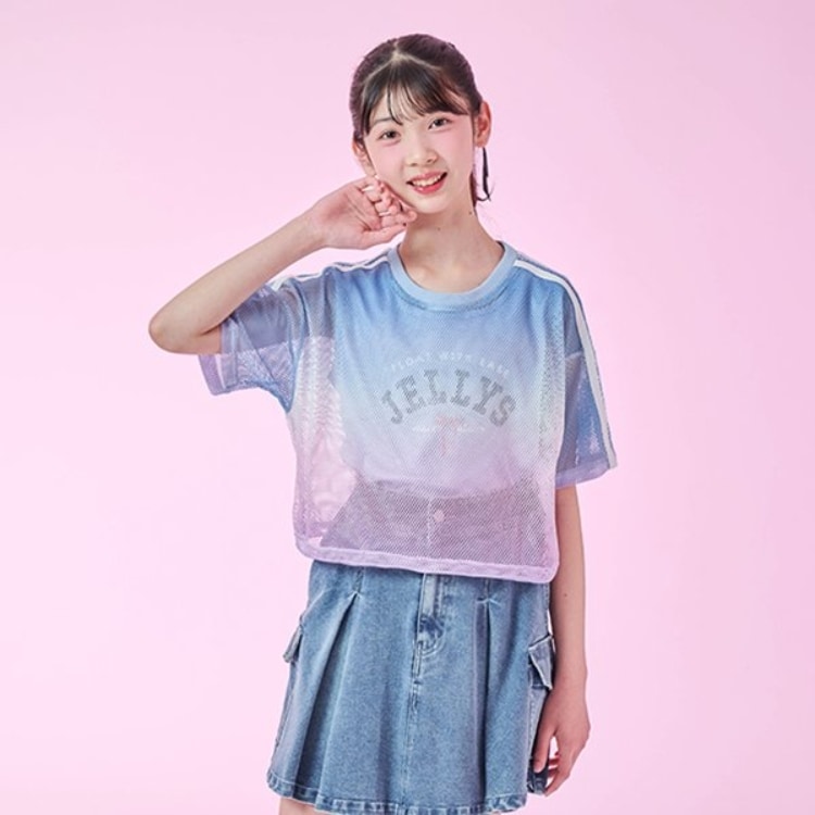 メゾピアノジュニア(mezzo piano junior)のグラデーションメッシュTシャツ＆タンクトップセット Ｔシャツ
