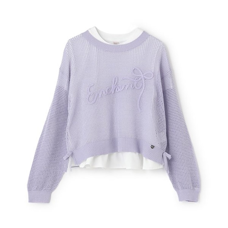 メゾピアノジュニア(mezzo piano junior)の【接触冷感】ラメメッシュニット＆ペプラムTシャツセット ニット/セーター