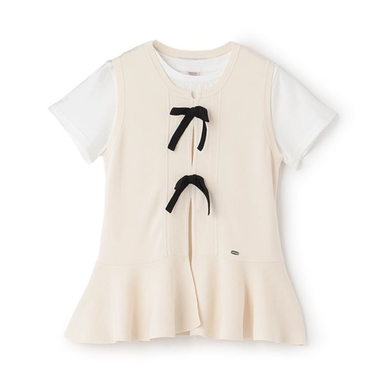メゾピアノジュニア(mezzo piano junior)の薄手ニットベスト＆Tシャツセット ベスト