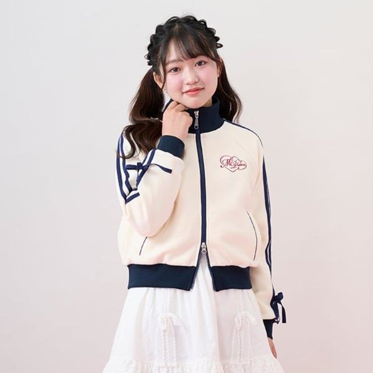 メゾピアノジュニア(mezzo piano junior)の袖リボン配色トラックジャケット Ｔシャツ