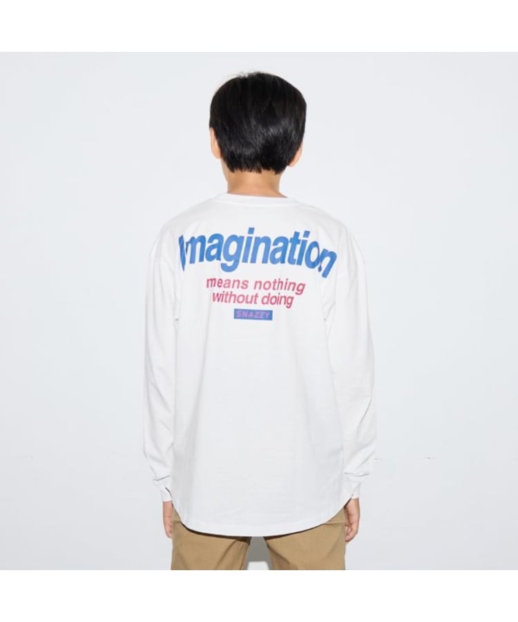 グラソス(GLAZOS)のポケット付きロゴプリント長袖Tシャツ ホワイト(001)