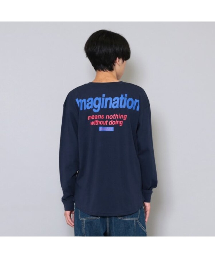 グラソス(GLAZOS)のポケット付きロゴプリント長袖Tシャツ ネイビー(094)