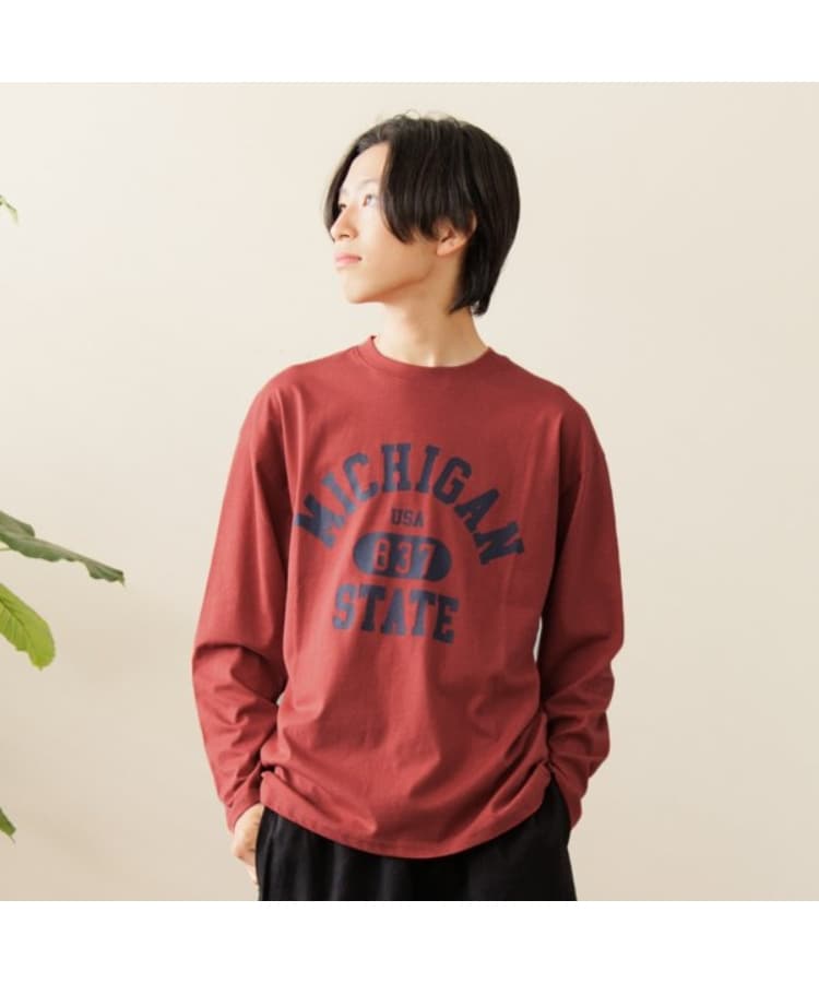グラソス(GLAZOS)の【プチプラ】フロントカレッジロゴ長袖Tシャツ オレンジ(066)